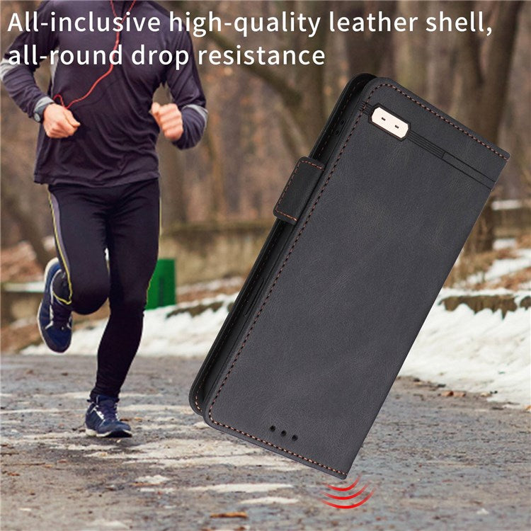 For Oppo A57 (2022) 5G / A77 5G / OnePlus Nord N300 5G / Realme V23 5G Hardware Design PU Leather Wallet Stand Case Book Style Phone Cover - Black