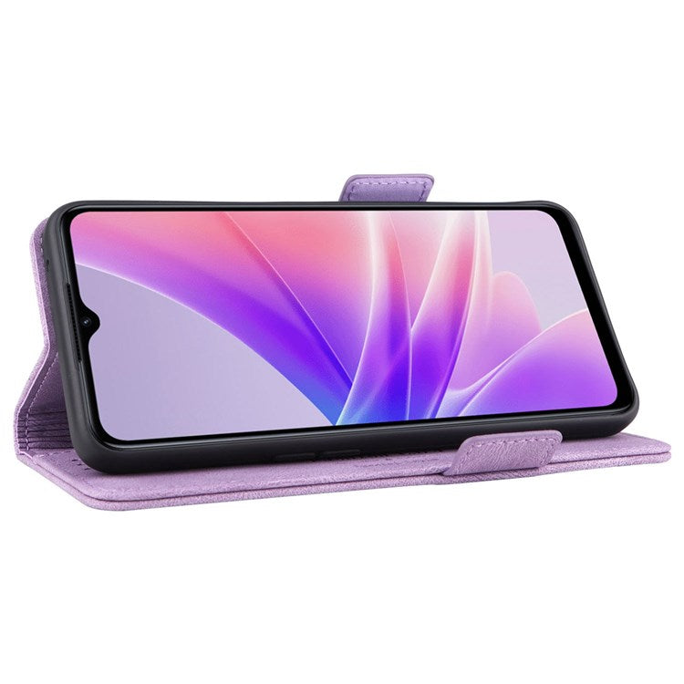 For Oppo A57 (2022) 5G / A77 5G / OnePlus Nord N300 5G / Realme V23 5G Hardware Design PU Leather Wallet Stand Case Book Style Phone Cover - Purple