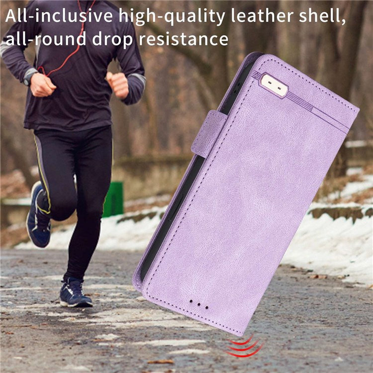 For Oppo A57 (2022) 5G / A77 5G / OnePlus Nord N300 5G / Realme V23 5G Hardware Design PU Leather Wallet Stand Case Book Style Phone Cover - Purple