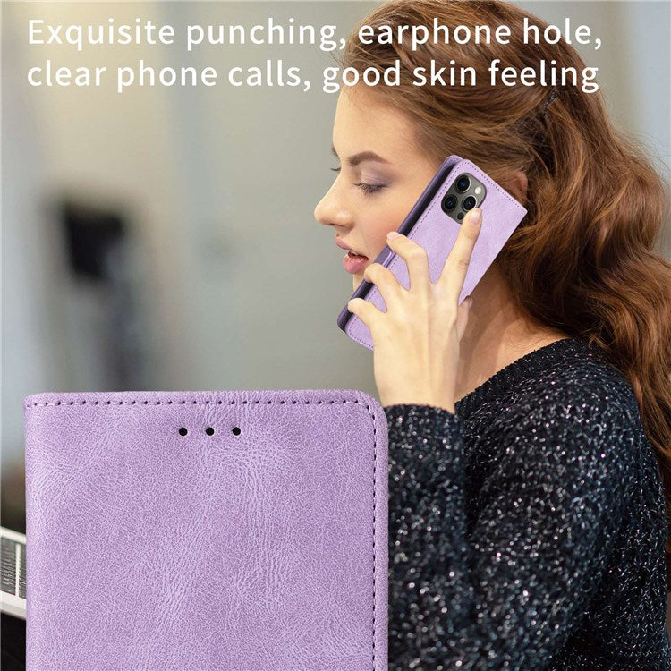 For Oppo A57 (2022) 5G / A77 5G / OnePlus Nord N300 5G / Realme V23 5G Hardware Design PU Leather Wallet Stand Case Book Style Phone Cover - Purple