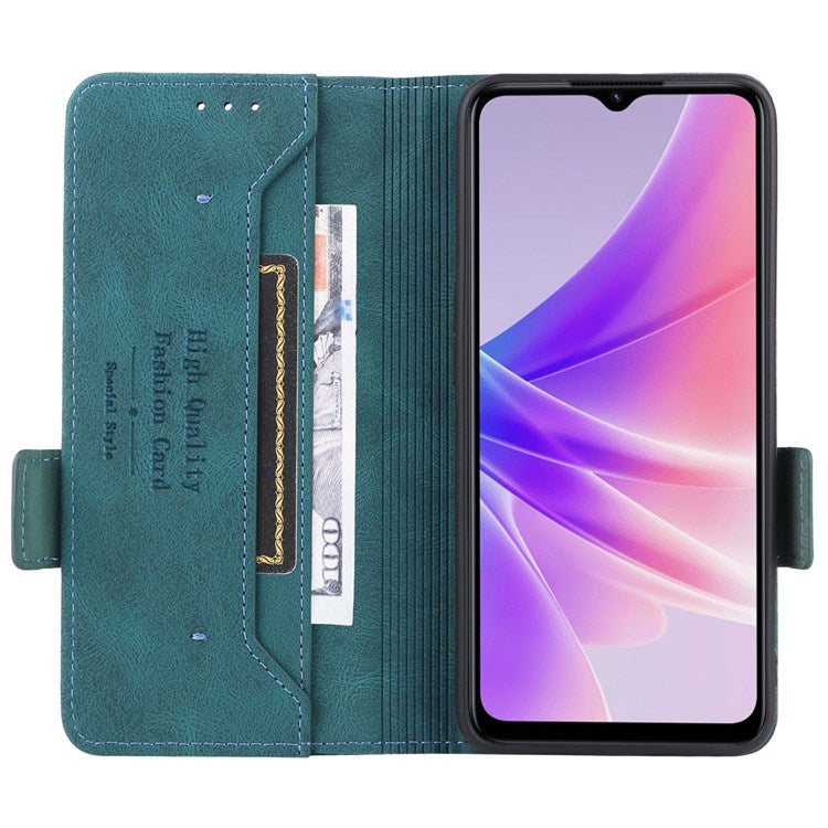 For Oppo A57 (2022) 5G / A77 5G / OnePlus Nord N300 5G / Realme V23 5G Hardware Design PU Leather Wallet Stand Case Book Style Phone Cover - Blue