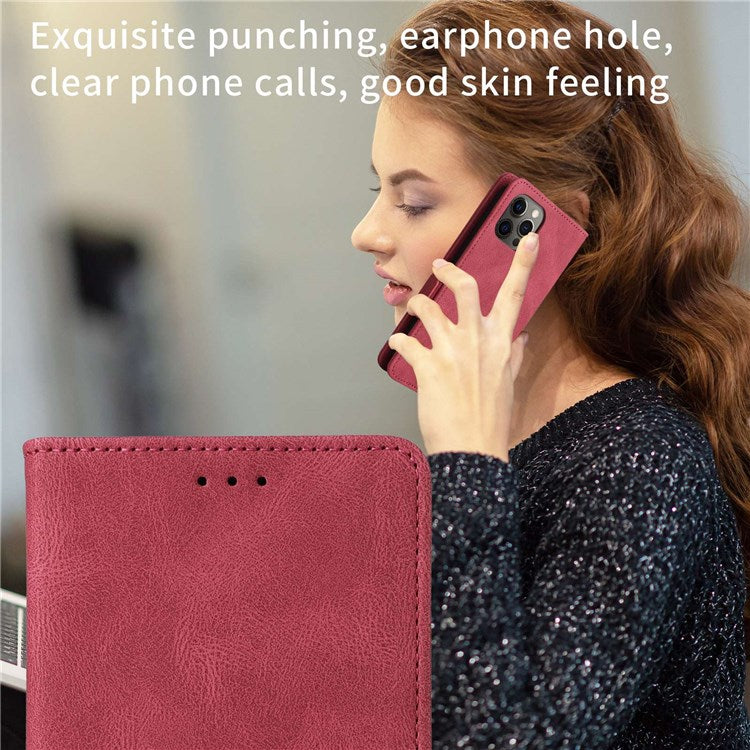 For Oppo A57 (2022) 5G / A77 5G / OnePlus Nord N300 5G / Realme V23 5G Hardware Design PU Leather Wallet Stand Case Book Style Phone Cover - Red