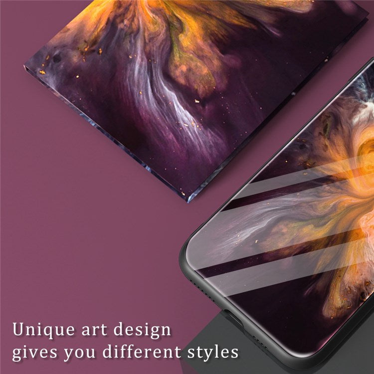 Marble Pattern Drop-proof Phone Case for Oppo Reno8 5G (Global Version) / Oppo Reno8 5G, Tempered Glass + PC + TPU Hybrid Cover - DL02