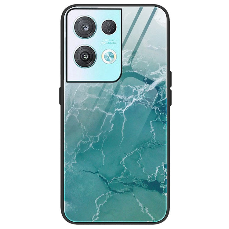 Marble Pattern Drop-proof Phone Case for Oppo Reno8 5G (Global Version) / Oppo Reno8 5G, Tempered Glass + PC + TPU Hybrid Cover - DL04