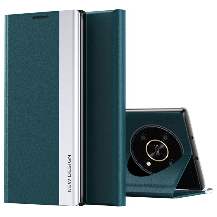 For Honor X9 5G / X30 5G / Magic4 Lite 5G Wear-resistant PU Leather Stand Function Case Electroplating Cell Phone Cover - Green