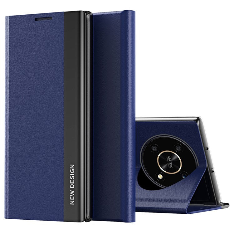 For Honor X9 5G / X30 5G / Magic4 Lite 5G Wear-resistant PU Leather Stand Function Case Electroplating Cell Phone Cover - Sapphire
