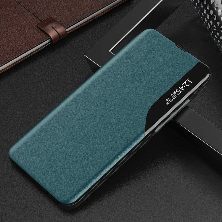 For Honor X9 5G/X30 5G/Magic4 Lite 5G Well-protected Phone Case Clear View Window Stand Feature Leather Protective Shell - Green