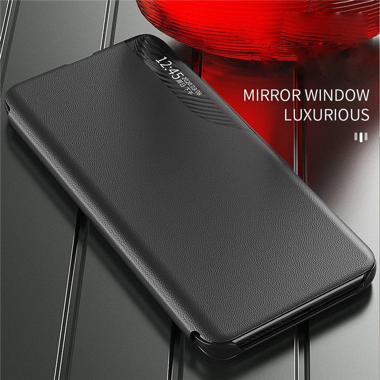 For Honor X9 5G/X30 5G/Magic4 Lite 5G Well-protected Phone Case Clear View Window Stand Feature Leather Protective Shell - Orange