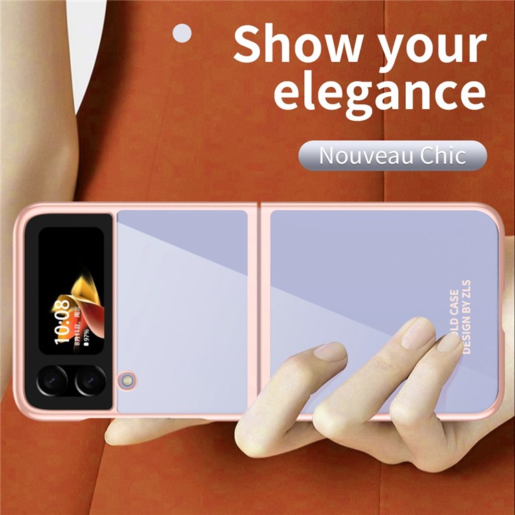 For Samsung Galaxy Z Flip4 5G Transparent PC Precise Cutout Electroplate Phone Case Anti-scratch Cover - Rose Gold