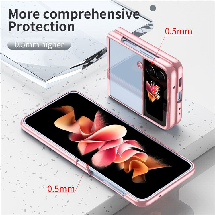 For Samsung Galaxy Z Flip4 5G Transparent PC Precise Cutout Electroplate Phone Case Anti-scratch Cover - Rose Gold