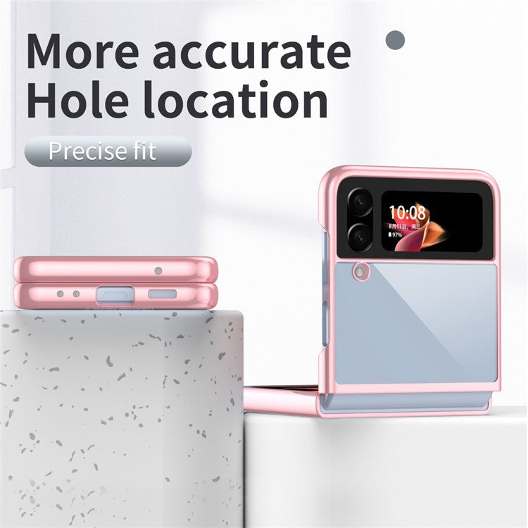 For Samsung Galaxy Z Flip4 5G Transparent PC Precise Cutout Electroplate Phone Case Anti-scratch Cover - Rose Gold