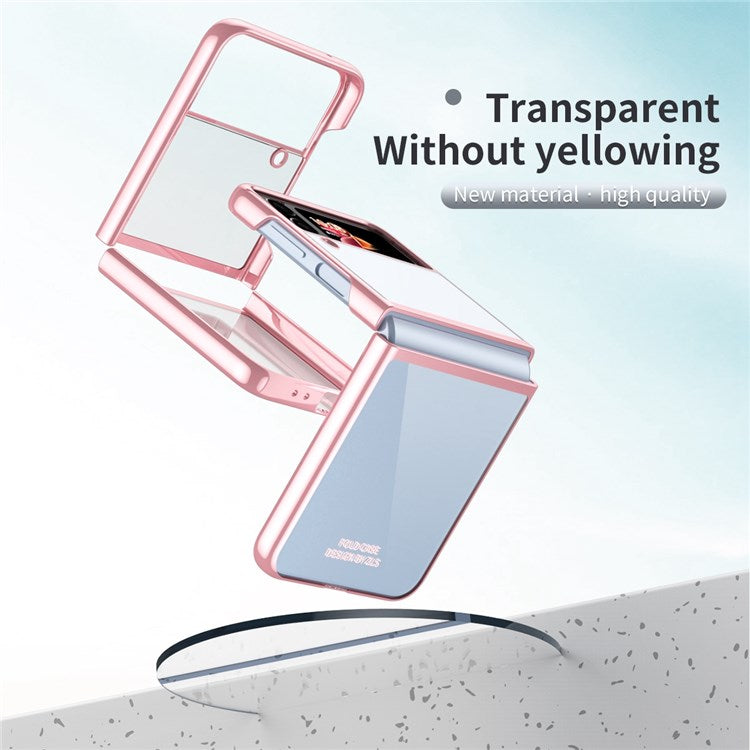 For Samsung Galaxy Z Flip4 5G Transparent PC Precise Cutout Electroplate Phone Case Anti-scratch Cover - Rose Gold