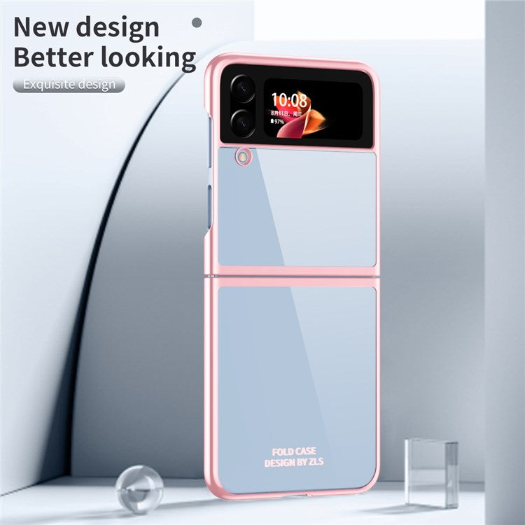 For Samsung Galaxy Z Flip4 5G Transparent PC Precise Cutout Electroplate Phone Case Anti-scratch Cover - Rose Gold