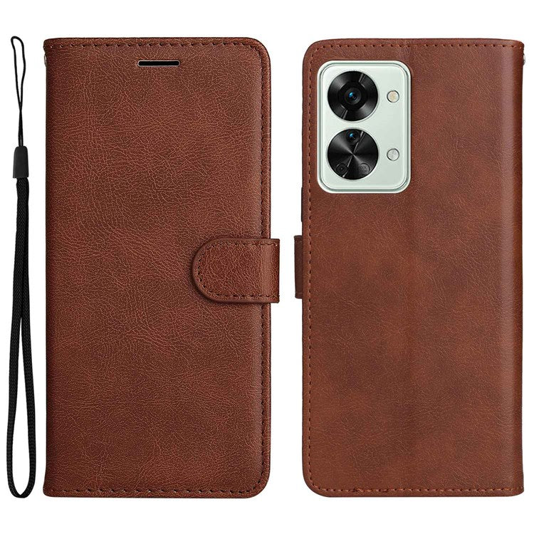 For OnePlus Nord 2T 5G KT Leather Series-2 Leather Stand Phone Case, Wallet Design Magnetic Clasp Leather Phone Case with Handy Strap - Brown