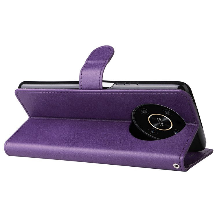 For Honor X9 5G/X30 5G/Magic 4 Lite 5G KT Leather Series-2 Leather Stand Phone Case, Wallet Design Folio Flip Leather Phone Case with Handy Strap - Purple