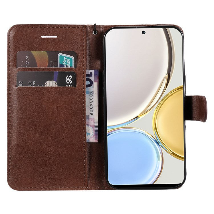 For Honor X9 5G/X30 5G/Magic 4 Lite 5G KT Leather Series-2 Leather Stand Phone Case, Wallet Design Folio Flip Leather Phone Case with Handy Strap - Brown