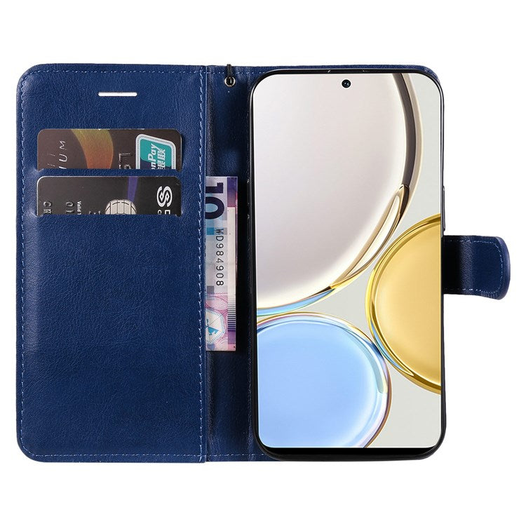For Honor X9 5G/X30 5G/Magic 4 Lite 5G KT Leather Series-2 Leather Stand Phone Case, Wallet Design Folio Flip Leather Phone Case with Handy Strap - Blue