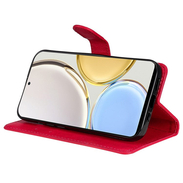 For Honor X9 5G/X30 5G/Magic 4 Lite 5G KT Leather Series-2 Leather Stand Phone Case, Wallet Design Folio Flip Leather Phone Case with Handy Strap - Red