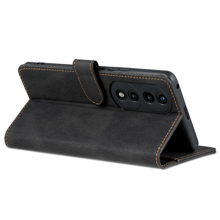 AZNS For Honor 70 5G Drop-proof PU Leather Flip Wallet Case Viewing Stand Magnetic Closure Cover Phone Protective Shell - Black
