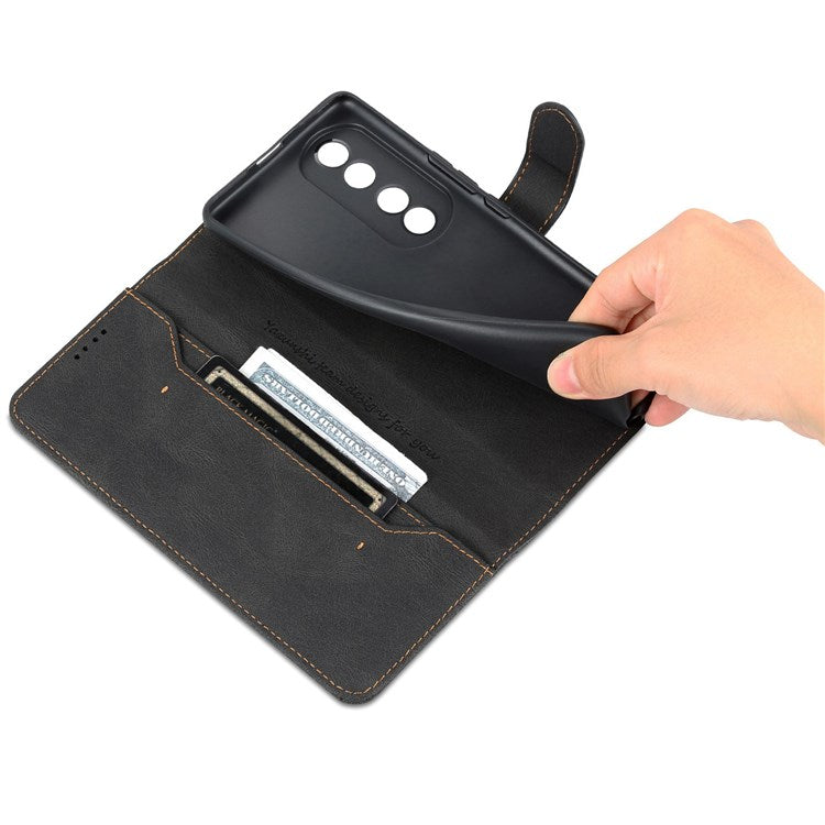 AZNS For Honor 70 5G Drop-proof PU Leather Flip Wallet Case Viewing Stand Magnetic Closure Cover Phone Protective Shell - Black