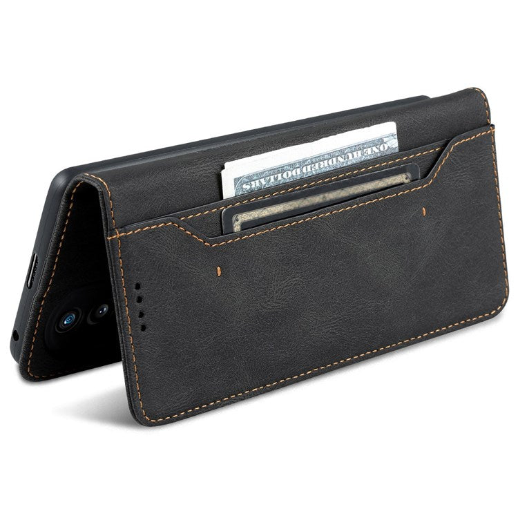 AZNS For Honor 70 5G Drop-proof PU Leather Flip Wallet Case Viewing Stand Magnetic Closure Cover Phone Protective Shell - Black