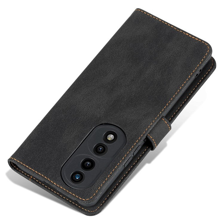AZNS For Honor 70 5G Drop-proof PU Leather Flip Wallet Case Viewing Stand Magnetic Closure Cover Phone Protective Shell - Black