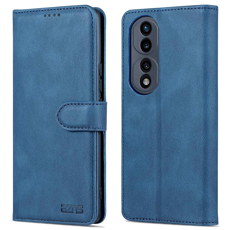 AZNS For Honor 70 5G Drop-proof PU Leather Flip Wallet Case Viewing Stand Magnetic Closure Cover Phone Protective Shell - Blue