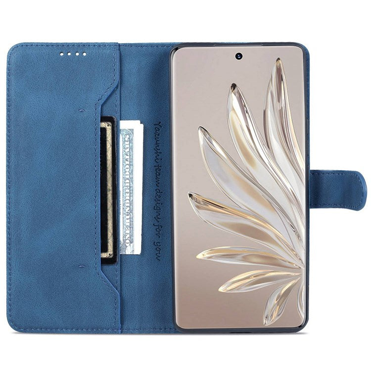 AZNS For Honor 70 5G Drop-proof PU Leather Flip Wallet Case Viewing Stand Magnetic Closure Cover Phone Protective Shell - Blue