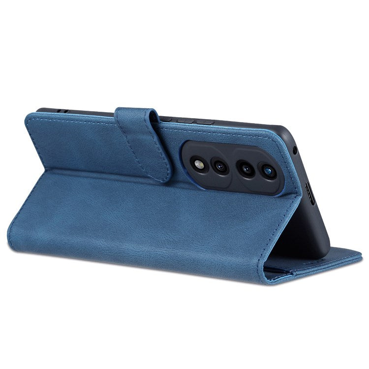 AZNS For Honor 70 5G Drop-proof PU Leather Flip Wallet Case Viewing Stand Magnetic Closure Cover Phone Protective Shell - Blue
