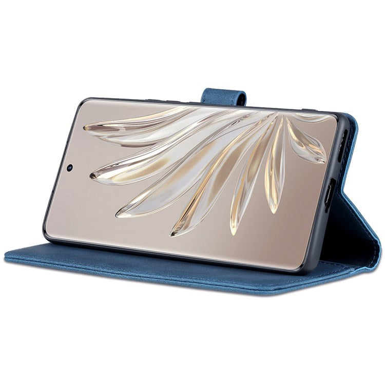 AZNS For Honor 70 5G Drop-proof PU Leather Flip Wallet Case Viewing Stand Magnetic Closure Cover Phone Protective Shell - Blue