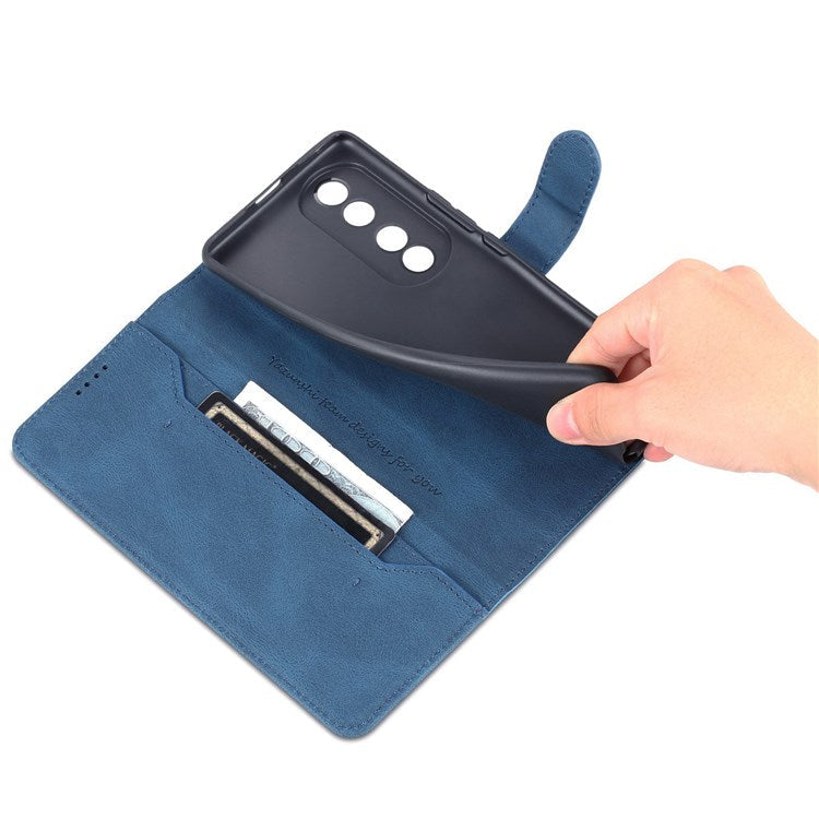 AZNS For Honor 70 5G Drop-proof PU Leather Flip Wallet Case Viewing Stand Magnetic Closure Cover Phone Protective Shell - Blue