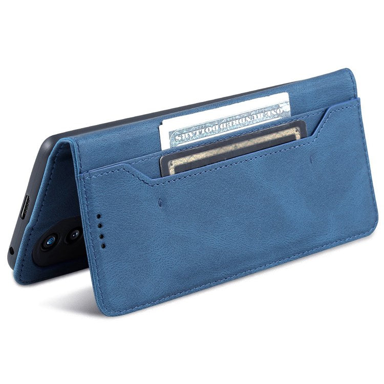 AZNS For Honor 70 5G Drop-proof PU Leather Flip Wallet Case Viewing Stand Magnetic Closure Cover Phone Protective Shell - Blue