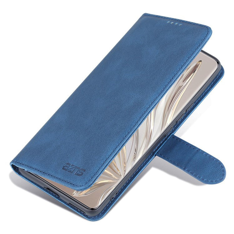 AZNS For Honor 70 5G Drop-proof PU Leather Flip Wallet Case Viewing Stand Magnetic Closure Cover Phone Protective Shell - Blue
