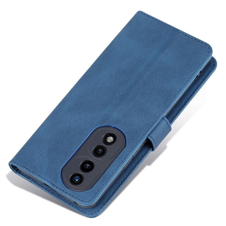 AZNS For Honor 70 5G Drop-proof PU Leather Flip Wallet Case Viewing Stand Magnetic Closure Cover Phone Protective Shell - Blue