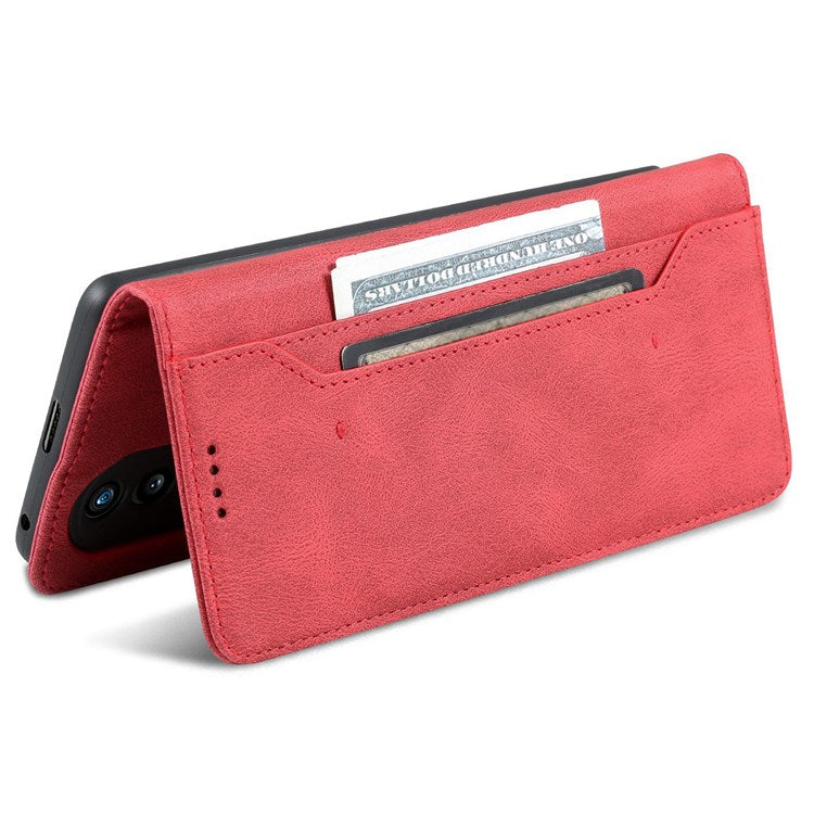 AZNS For Honor 70 5G Drop-proof PU Leather Flip Wallet Case Viewing Stand Magnetic Closure Cover Phone Protective Shell - Red