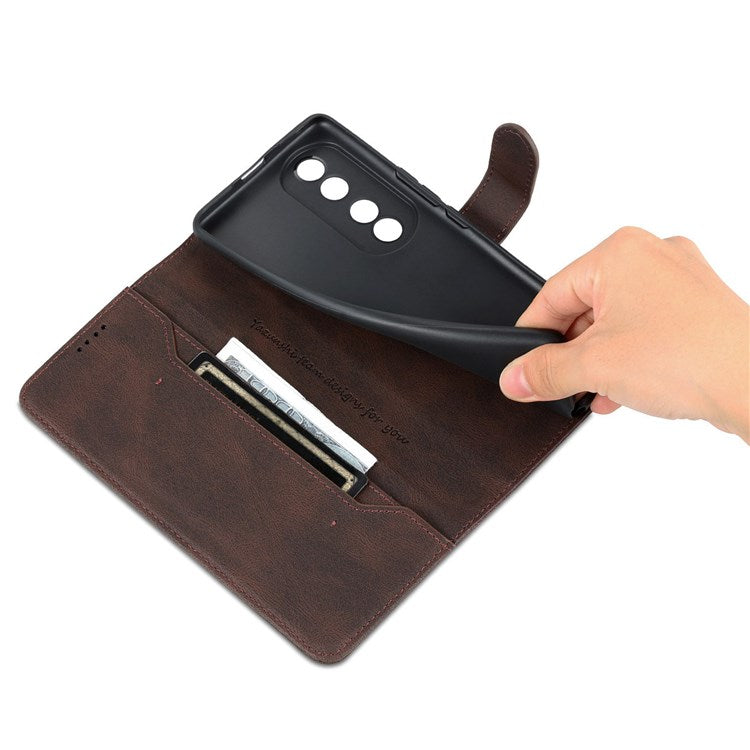 AZNS For Honor 70 5G Drop-proof PU Leather Flip Wallet Case Viewing Stand Magnetic Closure Cover Phone Protective Shell - Brown