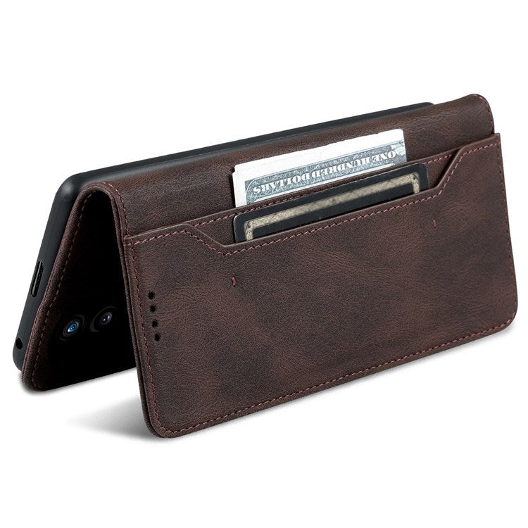 AZNS For Honor 70 5G Drop-proof PU Leather Flip Wallet Case Viewing Stand Magnetic Closure Cover Phone Protective Shell - Brown