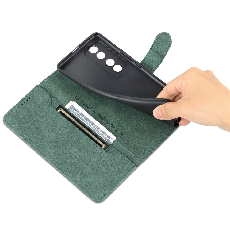 AZNS For Honor 70 5G Drop-proof PU Leather Flip Wallet Case Viewing Stand Magnetic Closure Cover Phone Protective Shell - Green
