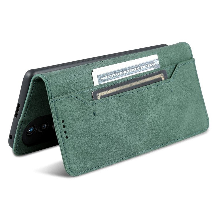 AZNS For Honor 70 5G Drop-proof PU Leather Flip Wallet Case Viewing Stand Magnetic Closure Cover Phone Protective Shell - Green