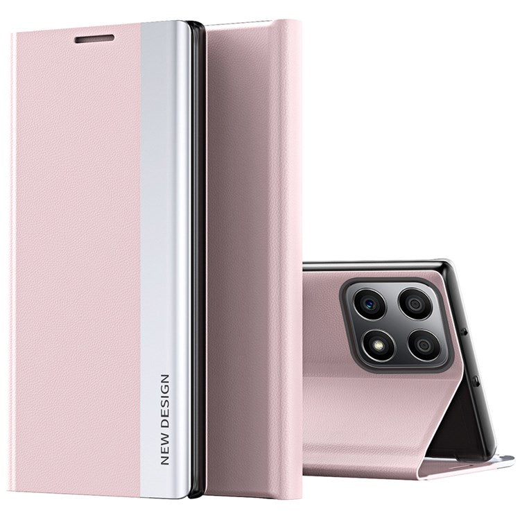 For Honor X8 4G / X30i PU Leather Stand Function Case Fall Proof Electroplating Cell Phone Cover - Pink