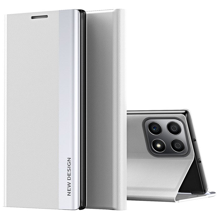 For Honor X8 4G / X30i PU Leather Stand Function Case Fall Proof Electroplating Cell Phone Cover - White