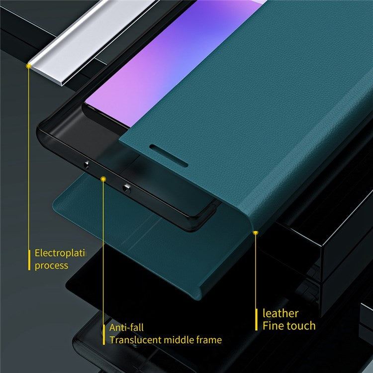 For Honor X8 4G / X30i PU Leather Stand Function Case Fall Proof Electroplating Cell Phone Cover - Black