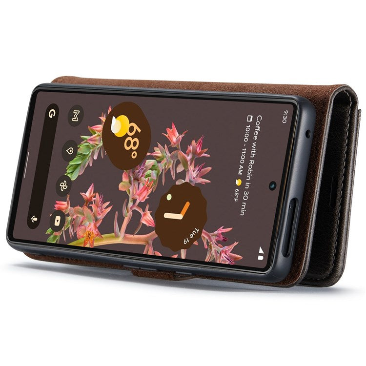 DG.MING For Google Pixel 7 5G Magnetic Absorption Split Leather Case Wallet Stand Detachable Phone Cover - Grey