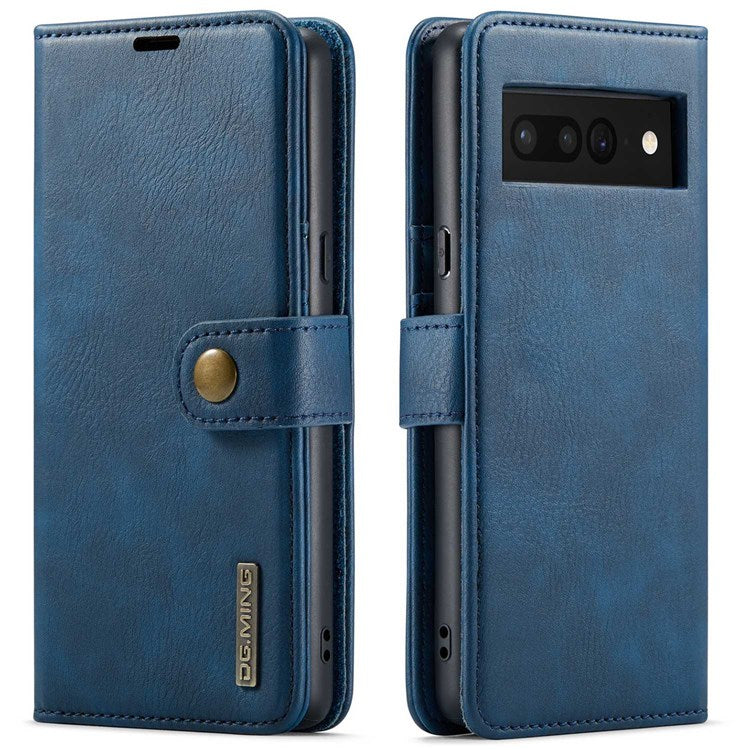 DG.MING For Google Pixel 7 Pro 5G Detachable 2-in-1 Phone Case Split Leather Wallet Stand Drop-proof Protective Cover - Blue