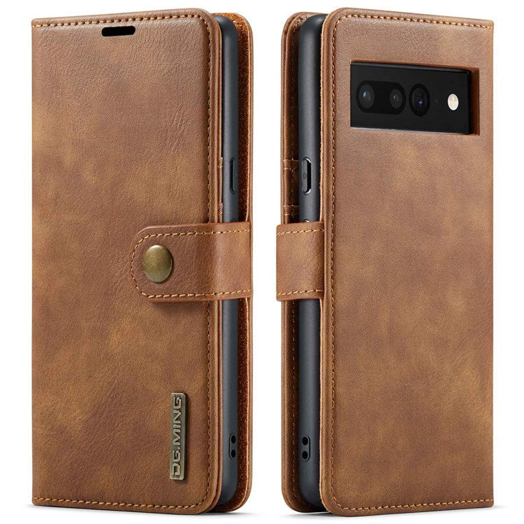 DG.MING For Google Pixel 7 Pro 5G Detachable 2-in-1 Phone Case Split Leather Wallet Stand Drop-proof Protective Cover - Brown