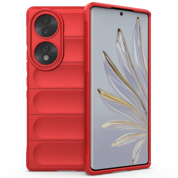 For Honor 70 5G Soft TPU Phone Case Shock Absorption Drop-proof Mobile Phone Cover - Red