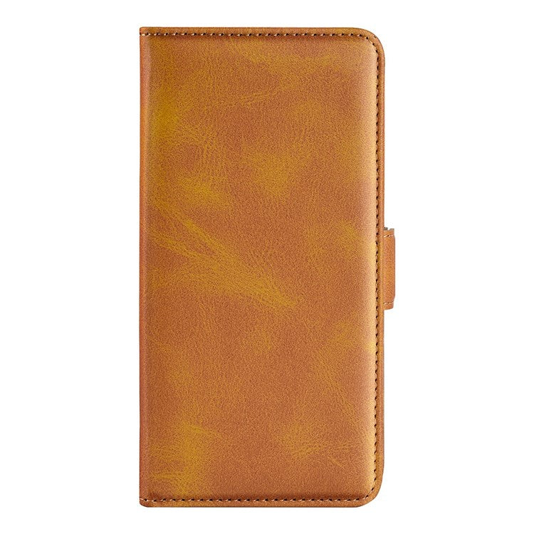 Textured PU Leather Stand Wallet Case for Oppo A57 4G / A57s 4G, Double Magnetic Clasp Folio Flip Phone Cover - Yellow