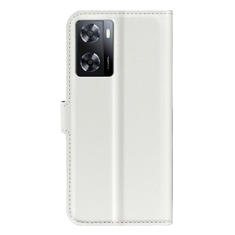 PU Leather Stand Wallet Phone Case for Oppo A57 4G / A57s 4G, Litchi Texture Full Protection Folio Flip Cover - White