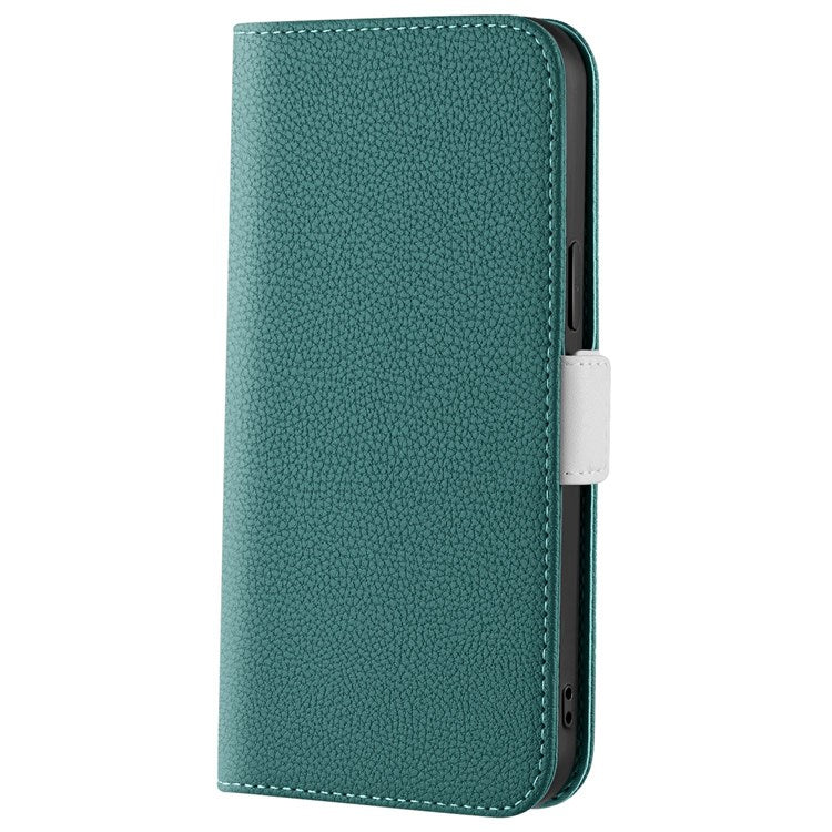 Litchi Texture Wallet Phone Case for Oppo A96 4G, Candy Color PU Leather Viewing Stand Flip Folio Cover - Green