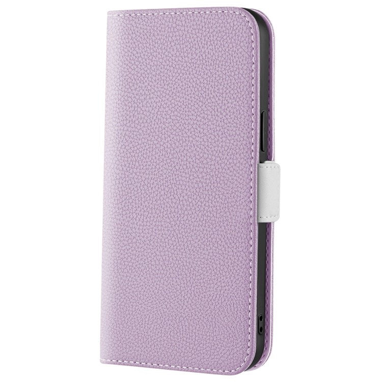 Litchi Texture Wallet Phone Case for Oppo A96 4G, Candy Color PU Leather Viewing Stand Flip Folio Cover - Purple